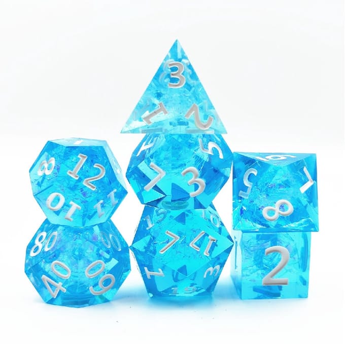 Lapi Toys - Dnd dice set - Polydice - Resin - Incl. dice bag - Blauw