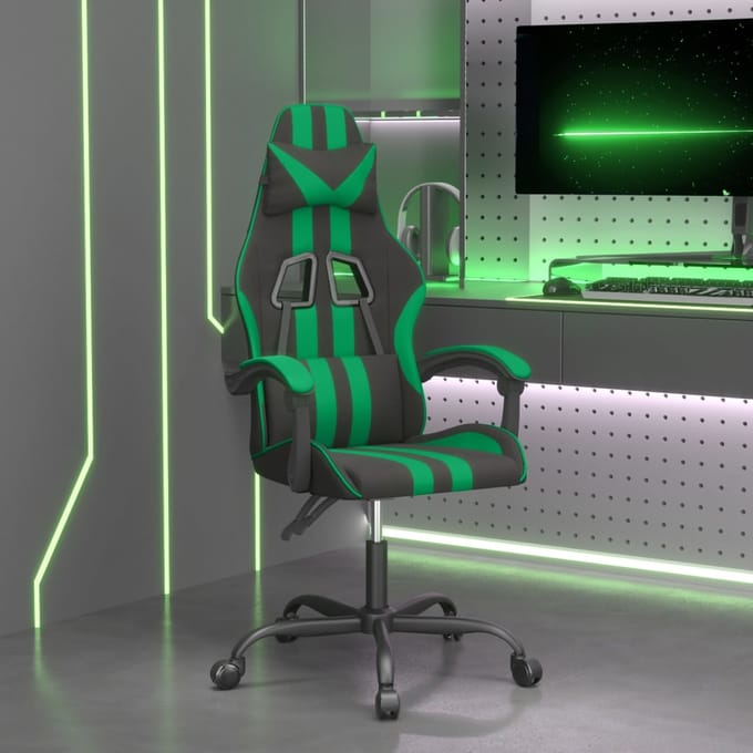 vidaXL - Gamestoel - kunstleer - zwart - en - groen