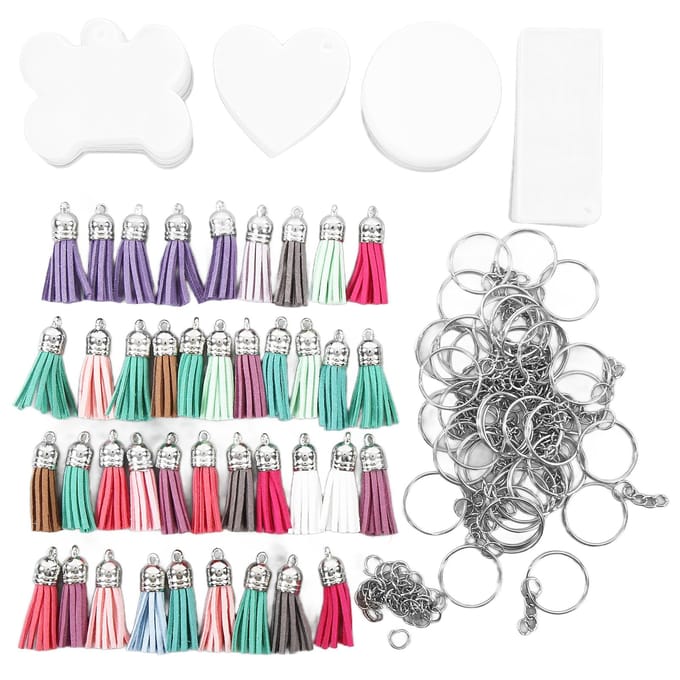 DIY Sleutelhanger Set Speciale Vorm Acryl Blanks Handgemaakte Sleutelhanger Hangers Maak Accessoires gray