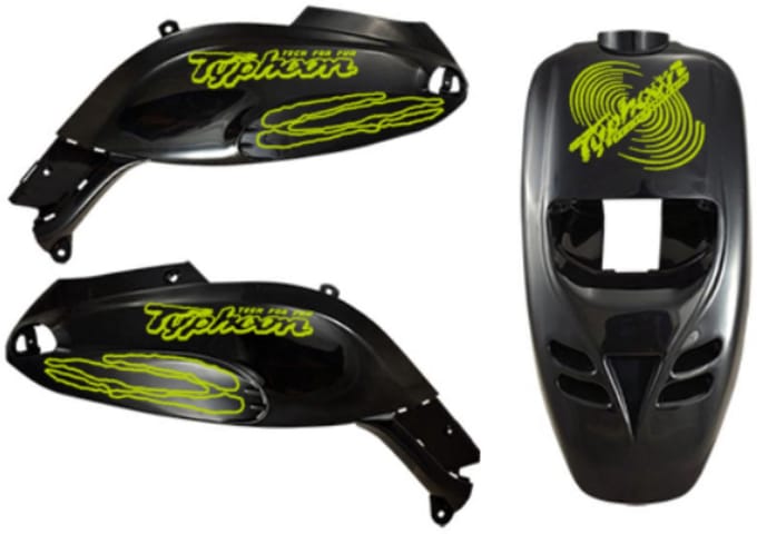 Piaggio Typhoon Stickerset - Cyclone - Fluor Geel