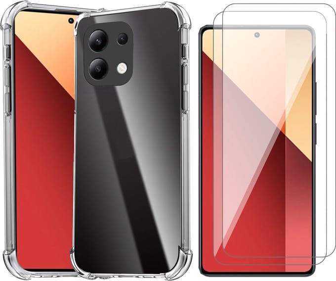 Hoesje geschikt voor Xiaomi Redmi Note 13 Pro 5G / Poco X6 5G - 2x Screenprotector Glas - Shockproof Transparant