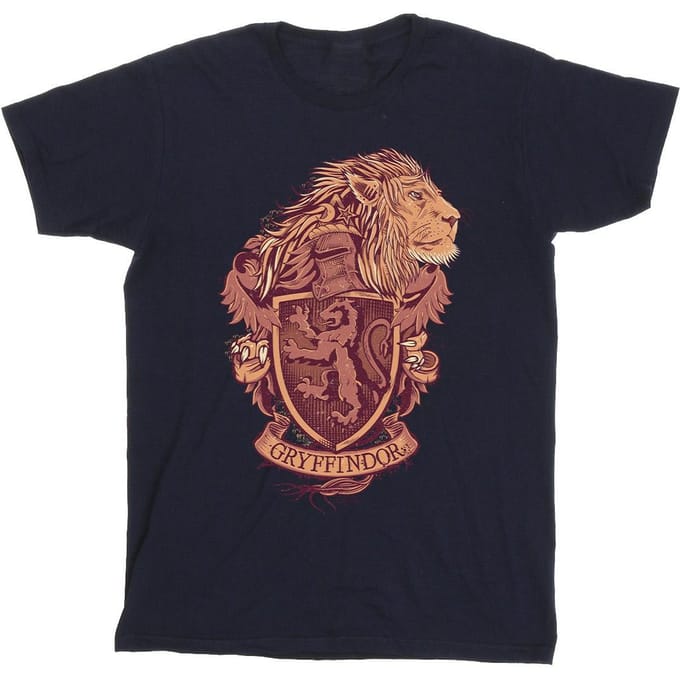 Harry Potter Heren Gryffindor Schets Crest T-Shirt (Marineblauw)