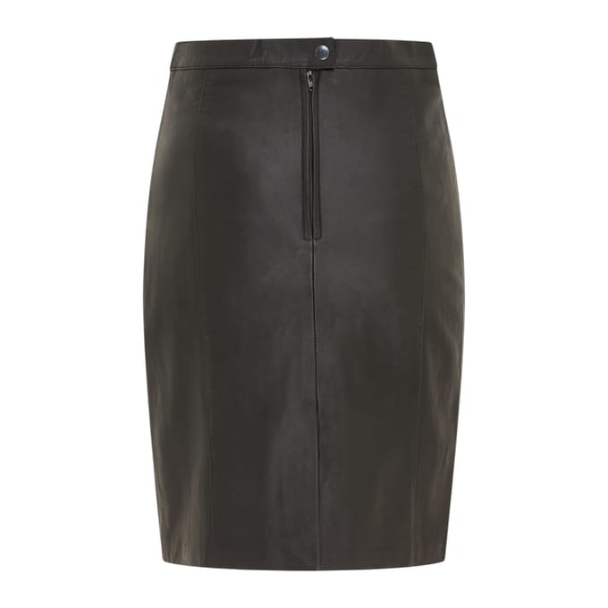 Dames zwarte leren Biker potlood lange midi rok - Avery