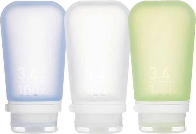 Human Gear - GoToob+ 3-Pack Large - reisflesje - lekvrij - 100ML - Clear / Green / Blue