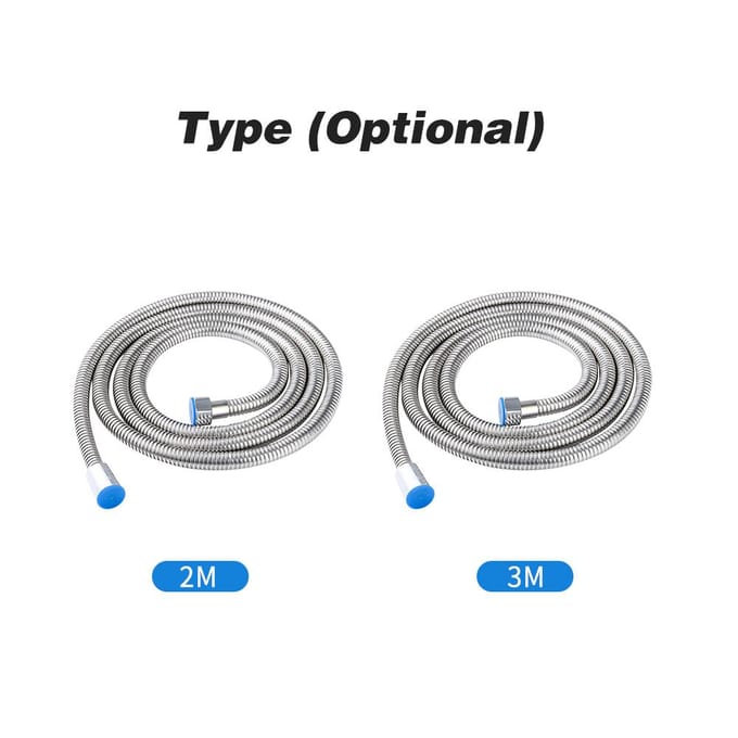 Doucheslang RVS Buis Flexibele 3M Lange Doucheslang Vervanging met 1/2 Inch Connector 3m zilver