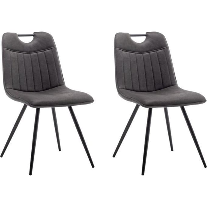 Furnihaus Eetkamerstoel Leon Microvezel Antraciet Set van 2