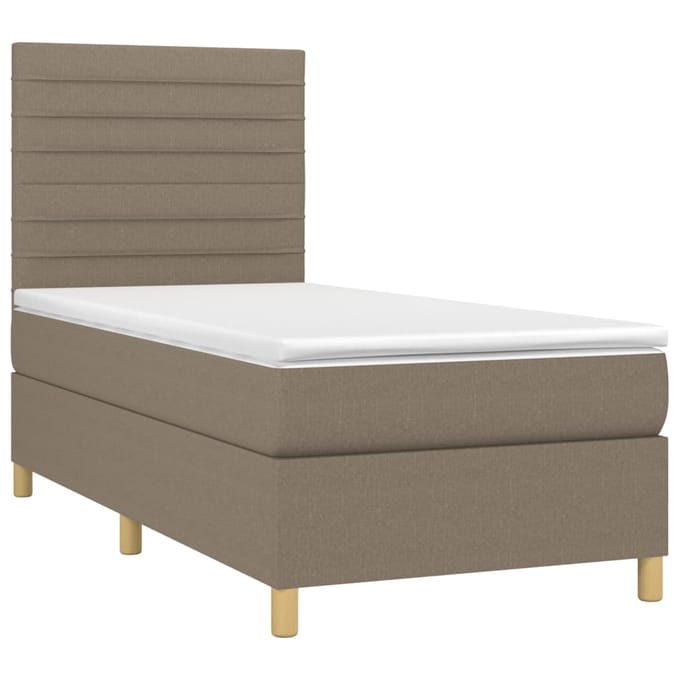 vidaXL - Boxspring - met - matras - en - LED - stof - taupe - 80x200 - cm