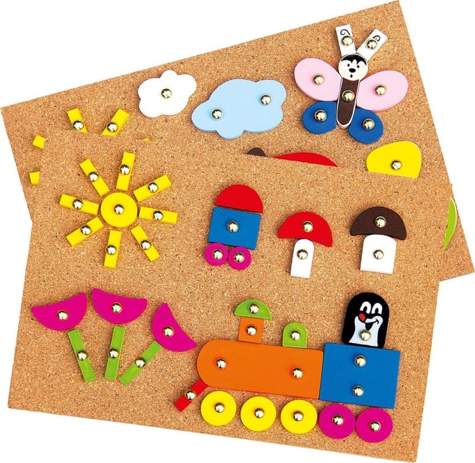 Bino Hamerspel Mole Junior 25 X 18 X 1 Cm Kurk Naturel 2-delig
