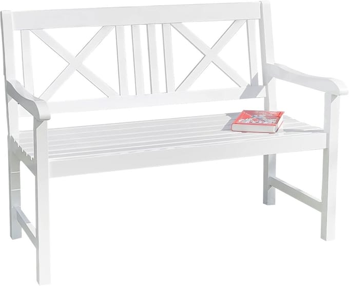 Houten Tuinbank 2-Zits Wit Gecoat Acaciahout