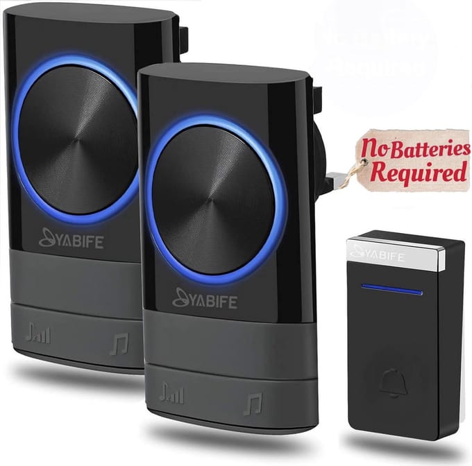 Draadloze Deurbel - 300m Bereik, Batterijvrij, Waterdicht, 2 Ontvangers & LED-Display