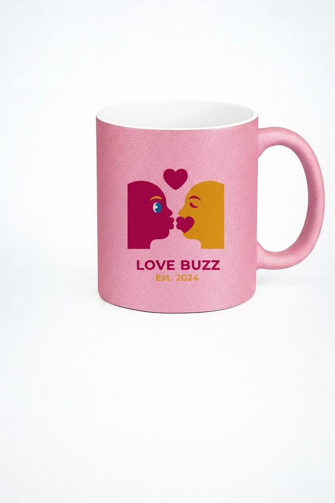 Roze Glitter Love Buzz Mok Est. 2024 | Romantische Liefdesbeker voor Koppels