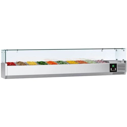 GGM Gastro Kühlaufsatzvitrine PREMIUM - 2000x335mm - 10x GN 1/4 Zilver