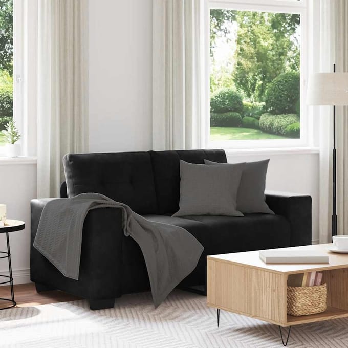 vidaXL - Loveseat - bank - 160x77x82 - cm - fluweel - zwart