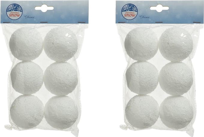 Decoris Sneeuwballen - 24x st - wit - D6 cm - kunststof - Kunstsneeuw ballen - sneeuwversiering