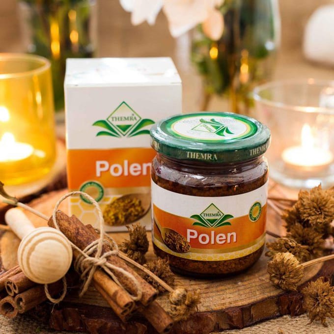 Pot en verre naturel de 120g de pollen d'abeille