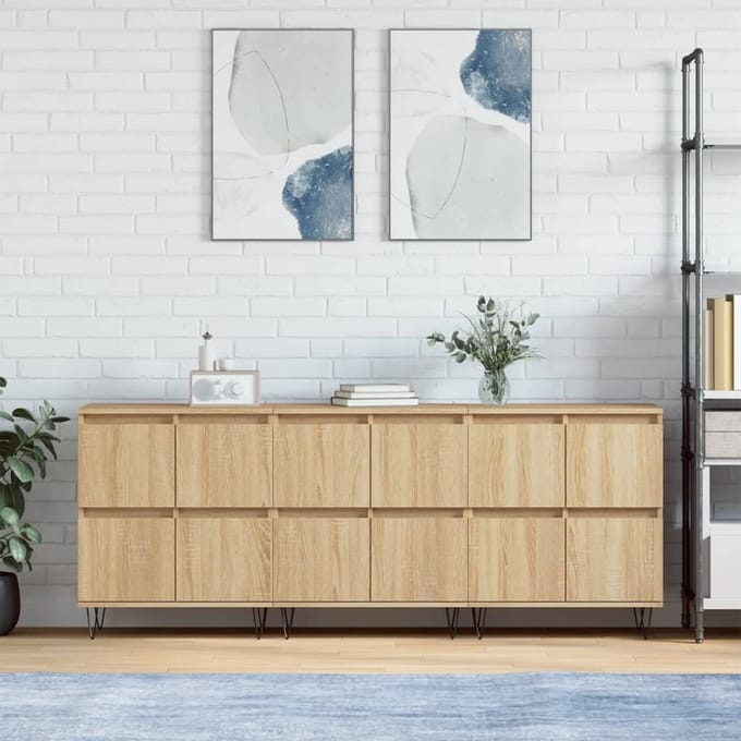 vidaXL - Dressoirs - 3 - st - bewerkt - hout - sonoma - eiken