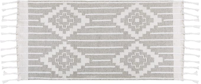 TABIAT - Vloerkleed - Wit/Grijs - 80 x 150 cm - Synthetisch materiaal