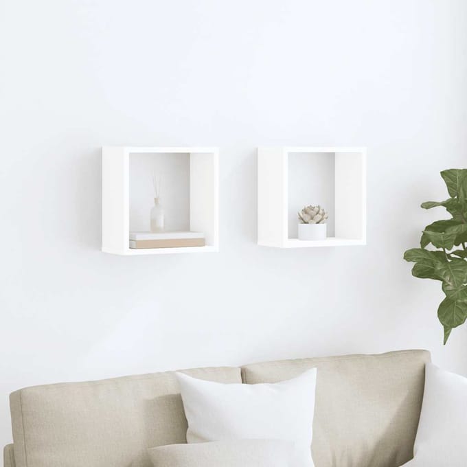 vidaXL - Wandschappen - kubus - 2 - st - 30x15x30 - cm - wit