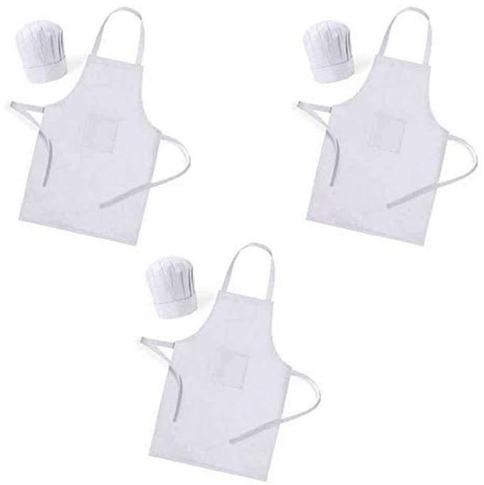 Kinderschorten met muts - Kleine koks - Samen koken - 25 stuks set - Wit - Wit
