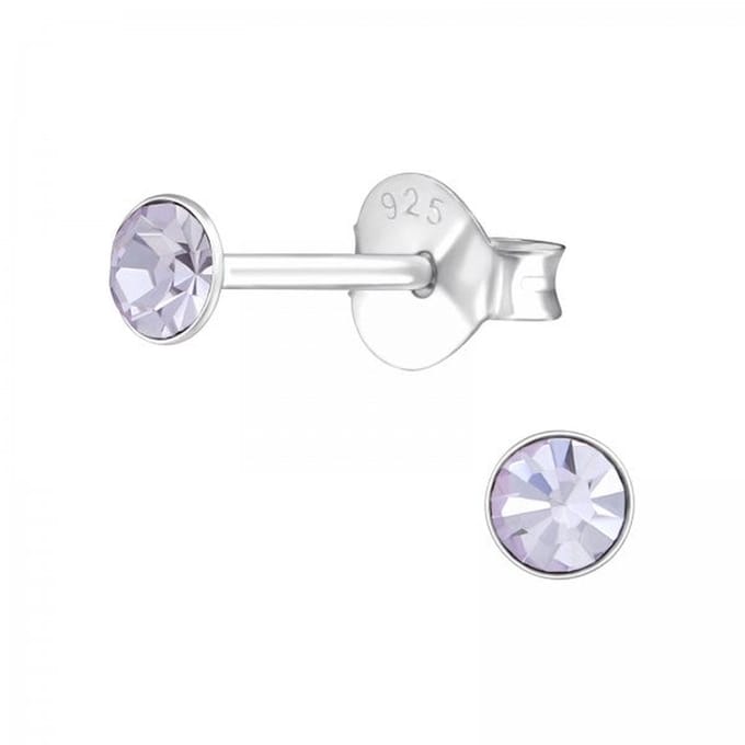 Zilveren oorknop, Lebowski kristal Violet (6mm)