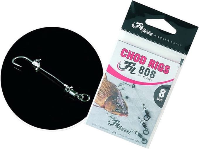 Filfishing - Fluorocarbon Chod Rig 25 lb - 3 stuks - Maat 4