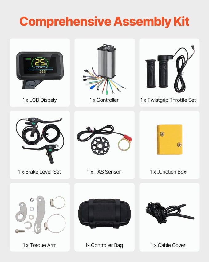 1000W Elektrische Fiets Conversie Kit 48V 26  Voorwiel E-Bike Naafmotor