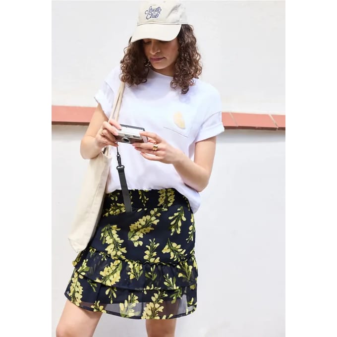 Kniehoge chiffonrok met print