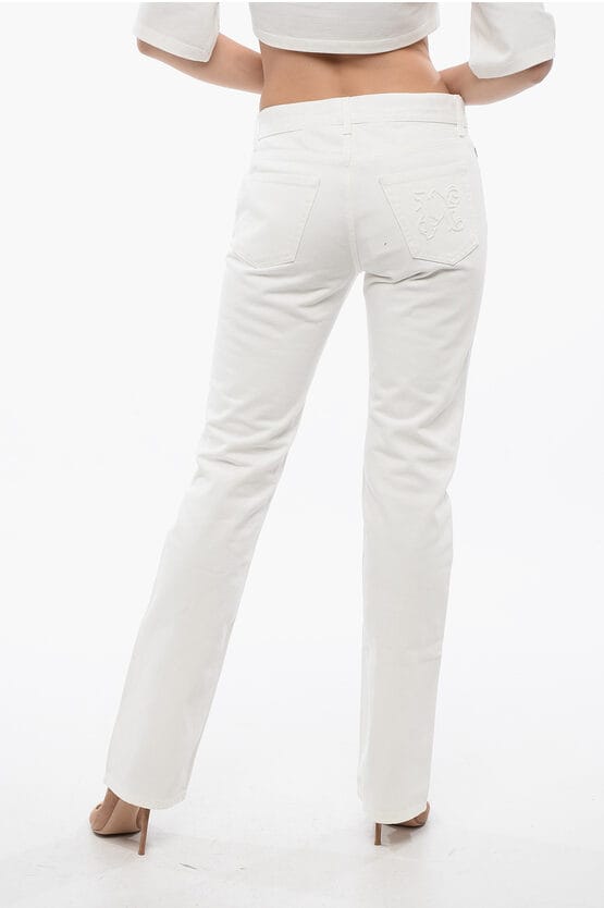 Straight Fit Jeans met geborduurd logo in wit