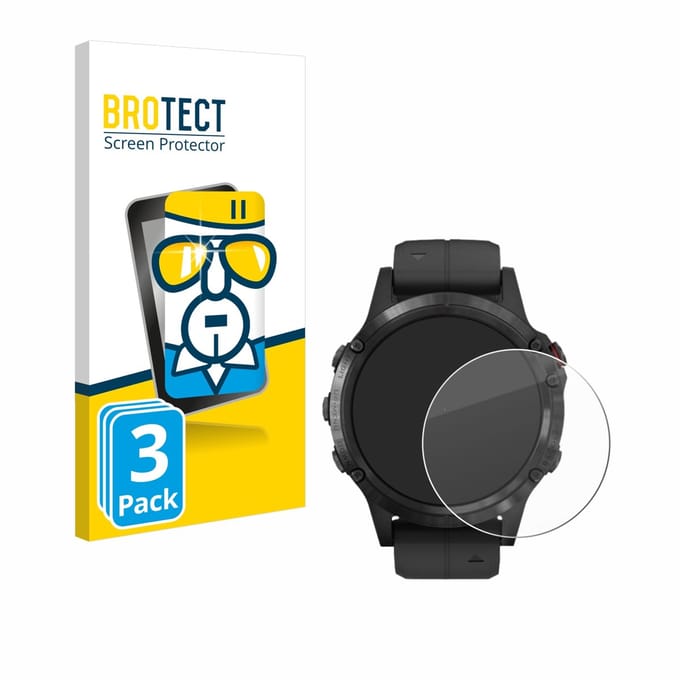 BROTECT - Glas Screenprotector voor Garmin Fenix 5 Plus (47 mm) - Gehard Beschermglas 9H 3 Stuks