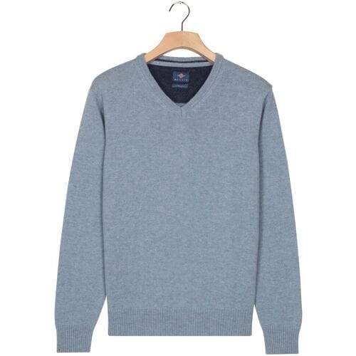 Baileys Trui V-Neck Lambswool Single Knit Faded Denim Blue / male