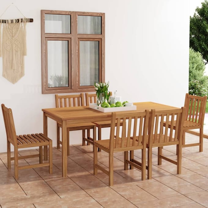 vidaXL - 7-delige - tuinset - 180x90 - cm - massief - teakhout