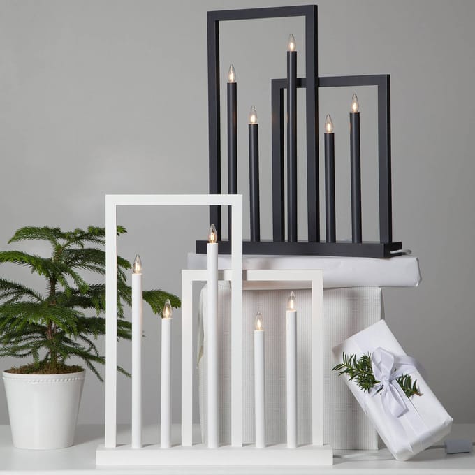 STAR TRADING Houten raam kandelaar Frame, 5-lamps, wit