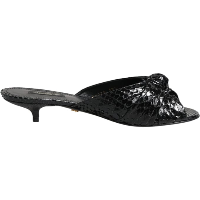 Dolce & Gabbana Zwarte Leren Hak Slides Sandalen Schoenen