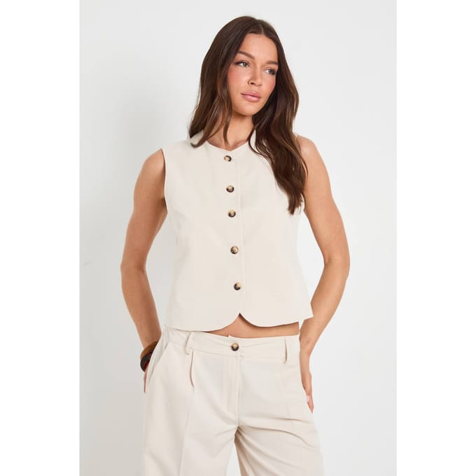 boohoo Dames Gilet Met Ronde Hals En Textuur | Ecru | Maat: 38
