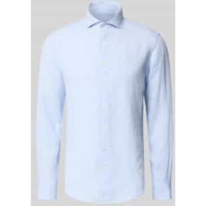 Lichtblauwe linnen overhemd Profuomo Slim Fit