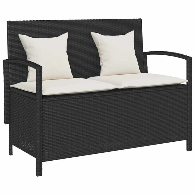 vidaXL - Tuinbank - met - kussen - poly - rattan - zwart