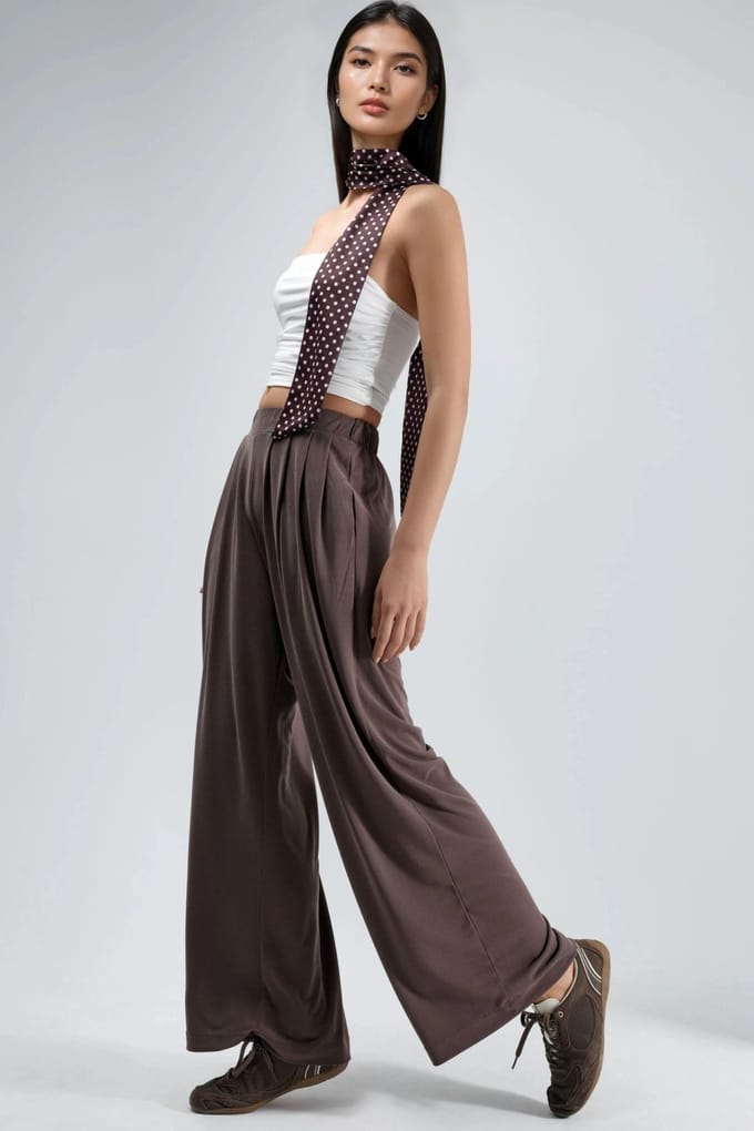 Plissé Wijd Pantalon met Zakken