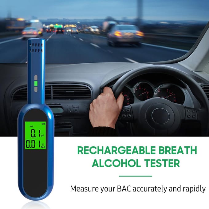 Oplaadbare ademalcoholtester LCD digitale blaastest Blaasalcoholtester Draagbaar blauw