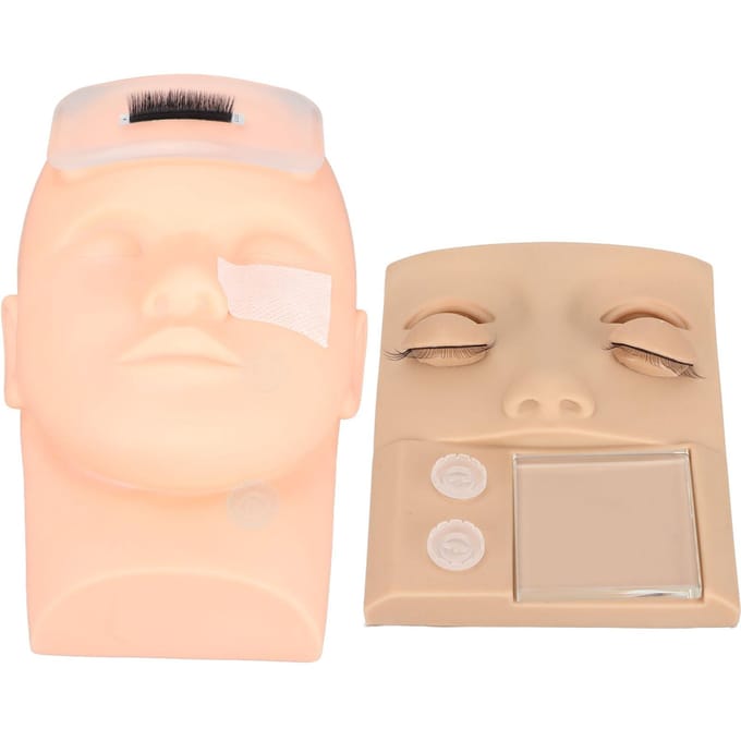Ooglidverlenging Oefenset met Ooglid Mannequin Hoofd Gezicht voor Nep Oogwimpers Enten Make-up beige