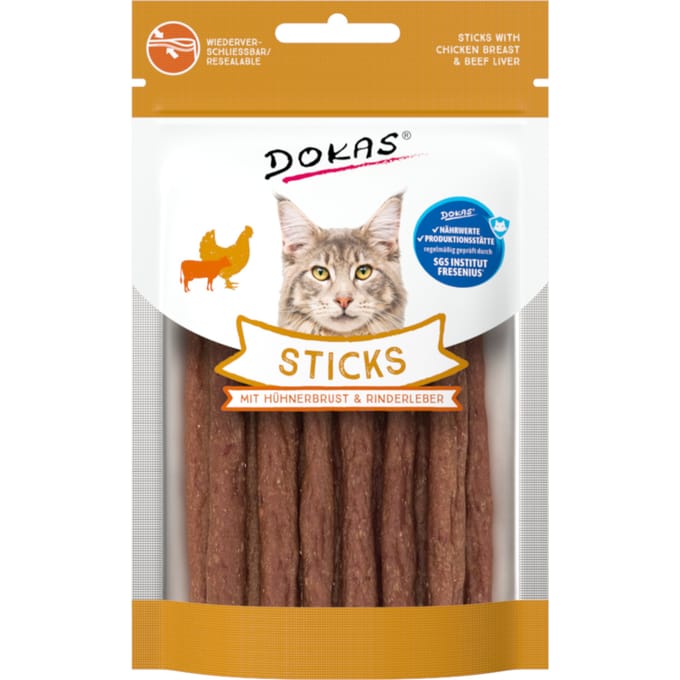 30g Dokas sticks met kipfilet & Runderlever kattensnacks