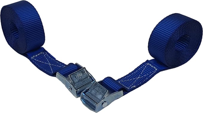 Set van 2 sjorbanden met klemgesp, 2.5 meter, 25 mm, blauw band