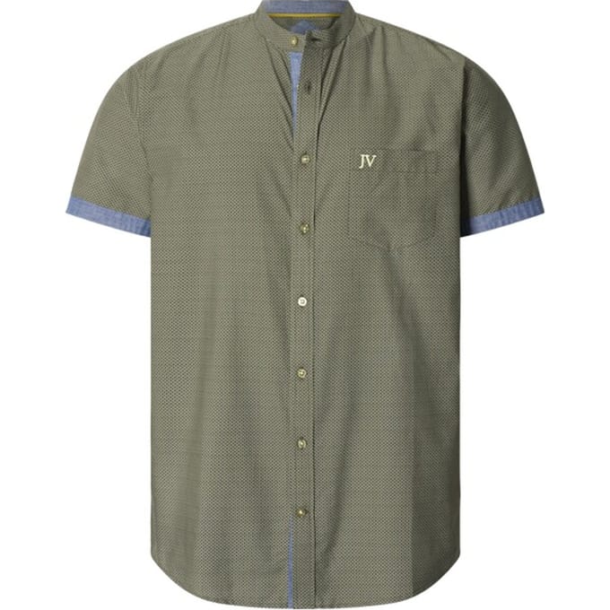 Jan Vanderstorm herren Overhemd Met Korte Mouwen - 51/52 - olijf - Plus Size