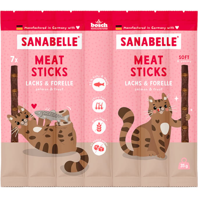 35g Sanabelle Meat Sticks Zalm & Forel Katten Snacks