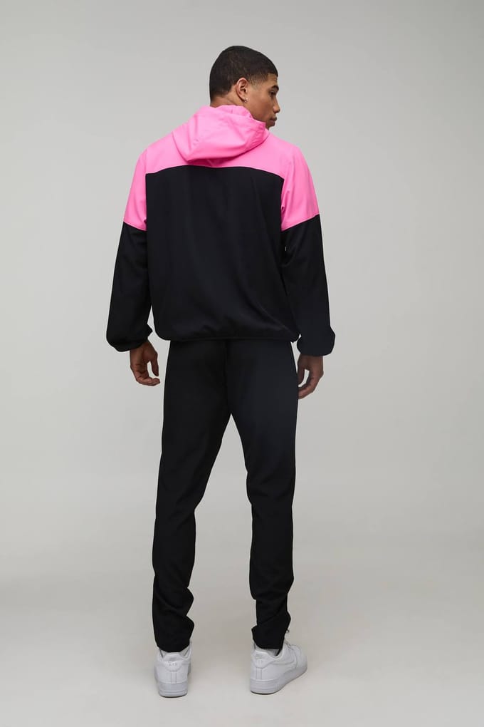 Regular Fit Heren Actief Kleurblok Windbreaker Trainingspak | Black | Size Medium