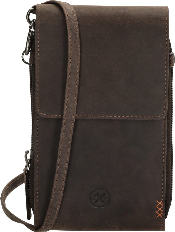 Hide & Stitches Idaho Telefoontasje - 100% Leer - Donkerbruin
