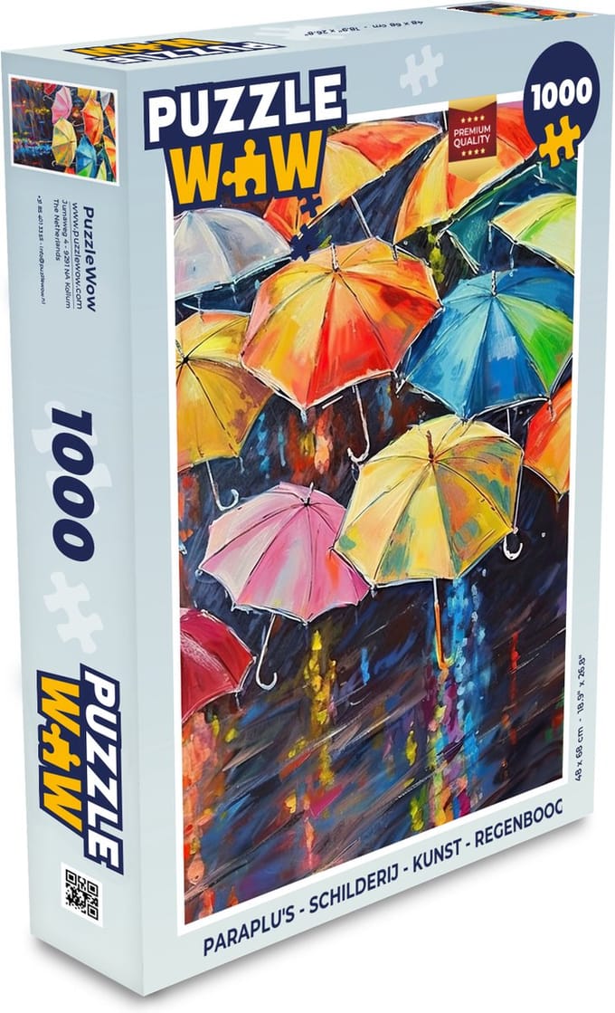 Puzzel Paraplu's - Schilderij - Kunst - Regenboog - Legpuzzel - Puzzel 1000 stukjes volwassenen