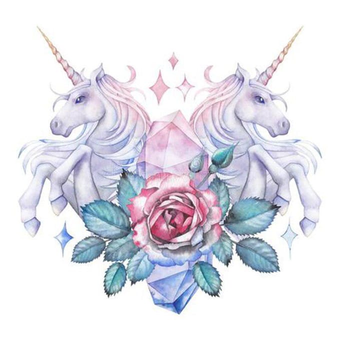Peinture diamant 5d ronde complète, broderie licorne, cadeau 30x30CM white