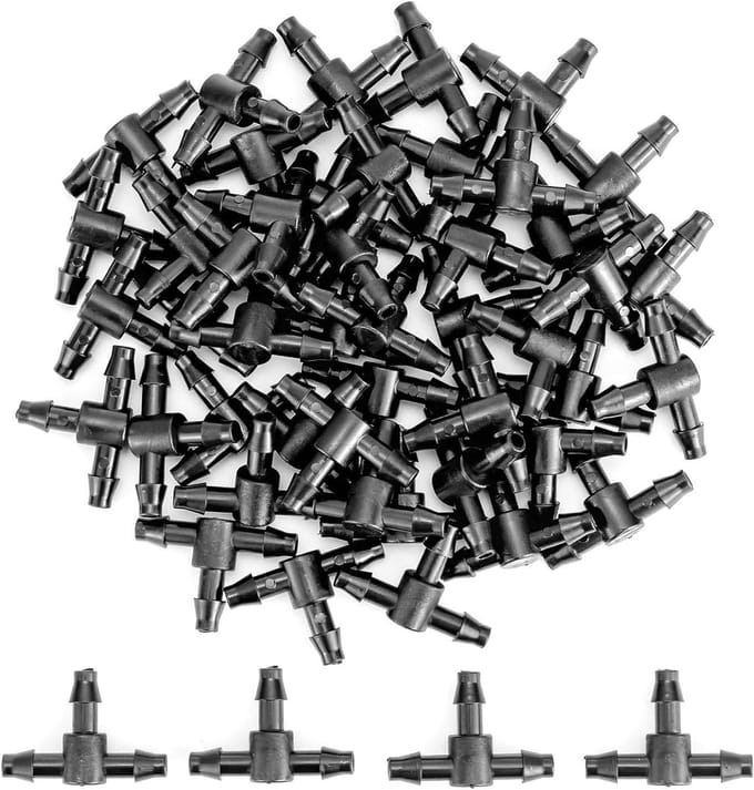 50pcs T Connectors for Irrigation System 4/7mm Garden Misting - ShopVlot