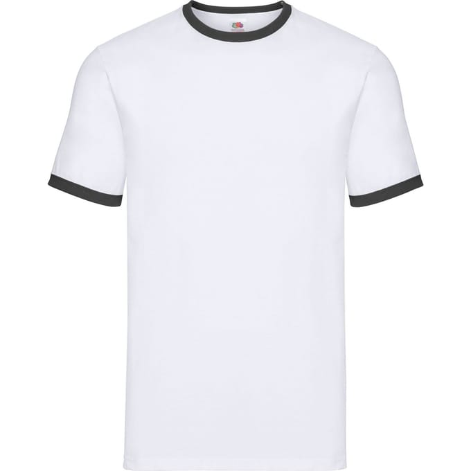 Fruit of the Loom Heren Ringer T-Shirt (Wit/zwart)