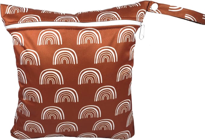 Strandtas met ritssluiting – Waterdichte strandtas – Luiertas – 28x30 cm –Bruine boog K228